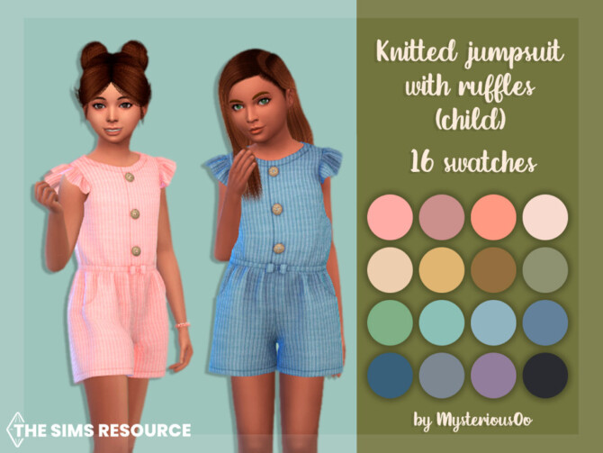 Sims 4 Knitted jumpsuit with ruffles Child by MysteriousOo at TSR