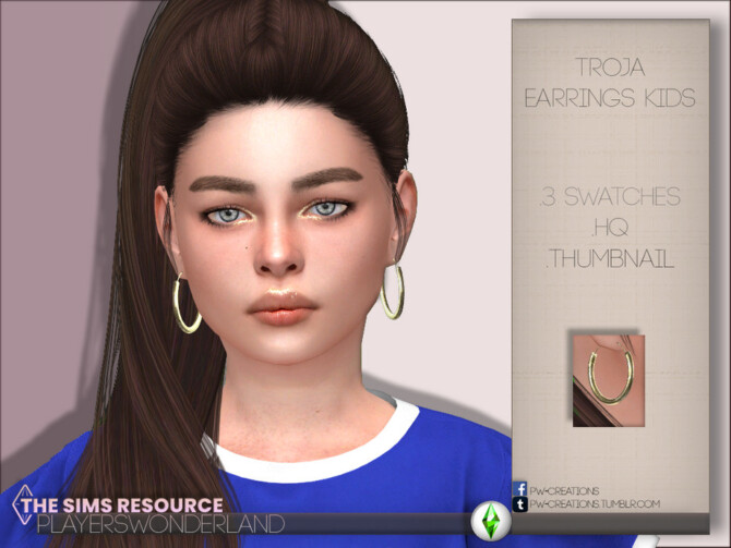 Sims 4 Troja Earrings KIDS by PlayersWonderland at TSR