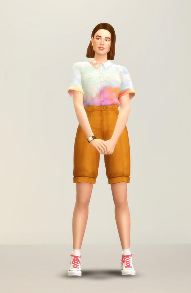 Sims 4 Short Sleeved Shirt SS 21 & Basic Pants IV at Rusty Nail