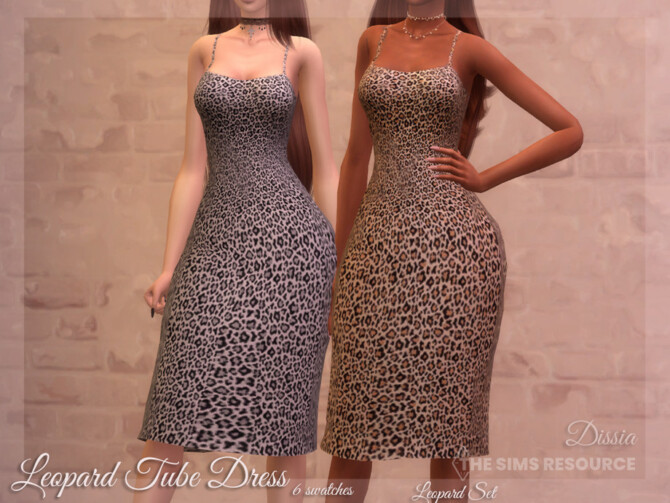 Sims 4 Leopard Tube Dress by Dissia at TSR