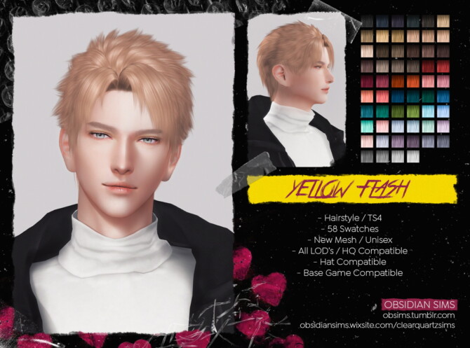 Sims 4 YELLOW FLASH HAIRSTYLE at Obsidian Sims