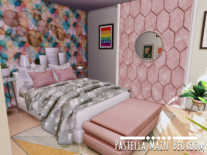 Sims 4 Pastella main bedroom by GenkaiHaretsu at TSR