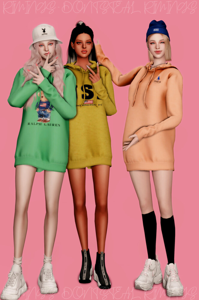 Sims 4 POLO Hoodie Dress at RIMINGs