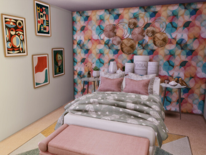 Sims 4 Pastella main bedroom by GenkaiHaretsu at TSR