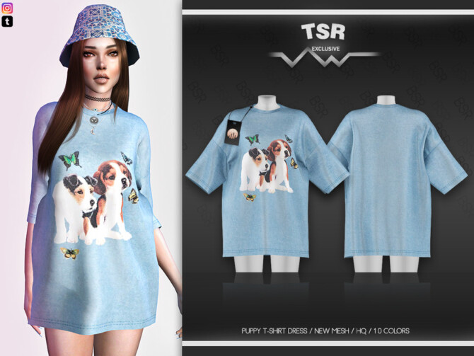 Sims 4 Puppy T shirt Dress BD529 by busra tr at TSR