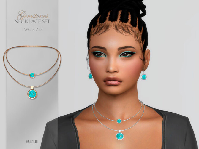 Sims 4 Gemstones Necklace Set by Suzue at TSR