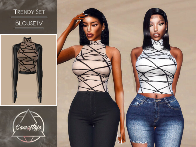 Sims 4 Trendy Tops Set Blouse IV by Camuflaje at TSR