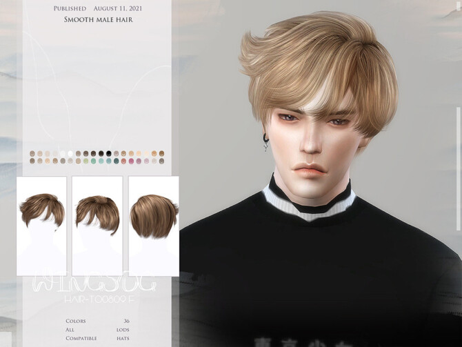 Sims 4 WINGS TO0809 Smooth male hair by wingssims at TSR