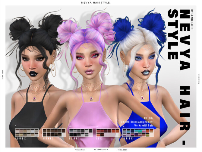 Sims 4 Nevya Hairstyle by Leah Lillith at TSR
