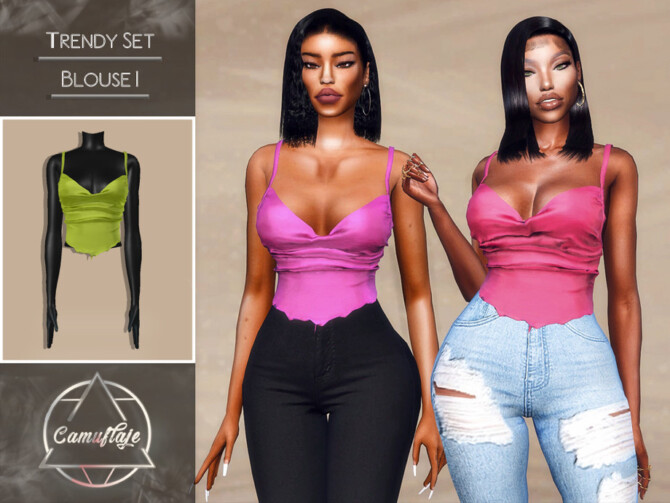 Sims 4 Trendy Tops Set Blouse I by Camuflaje at TSR