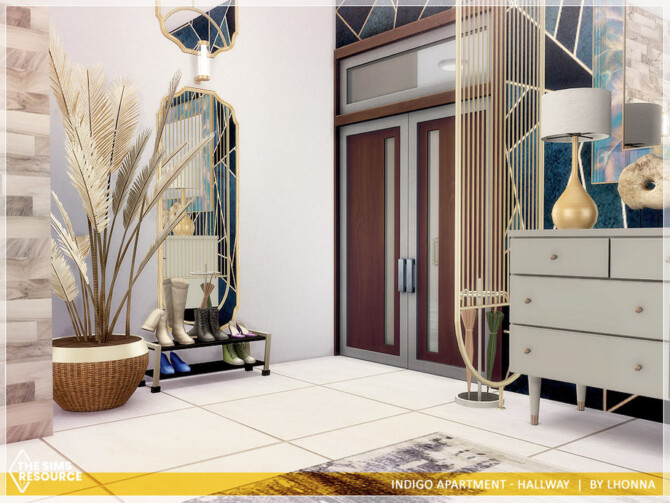 Sims 4 Indigo Apartment Hallway by Lhonna at TSR