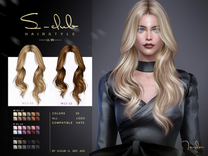 Sims 4 Centre parting curly hairstyle by S Club at TSR