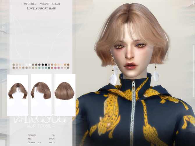 Sims 4 WINGS TO0812 Lovely short hair by wingssims at TSR