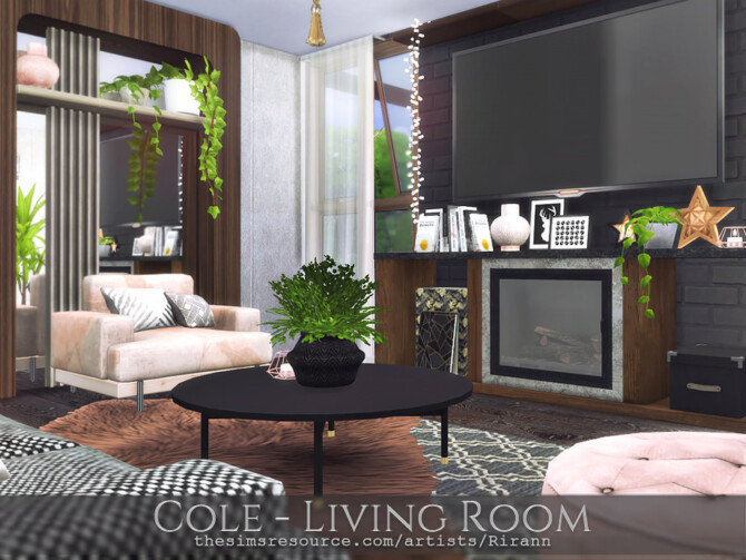 Sims 4 Cole Living Room by Rirann at TSR