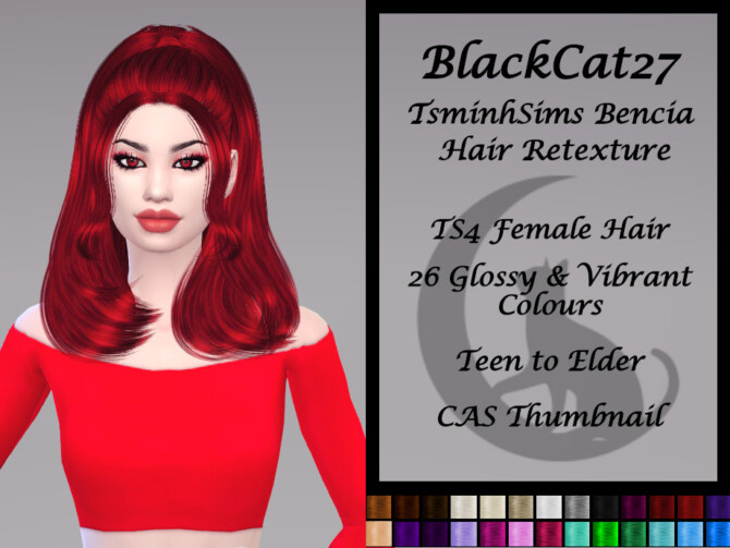 Sims 4 TsminhSims Bencia Hair Retexture by BlackCat27 at TSR