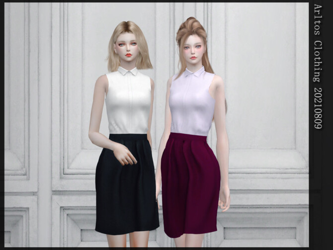Sims 4 Sleeveless blouse with skirt by Arltos at TSR