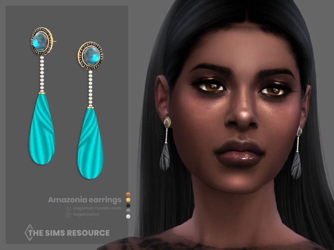 Sims 4 Amazonia earrings by sugar owl at TSR