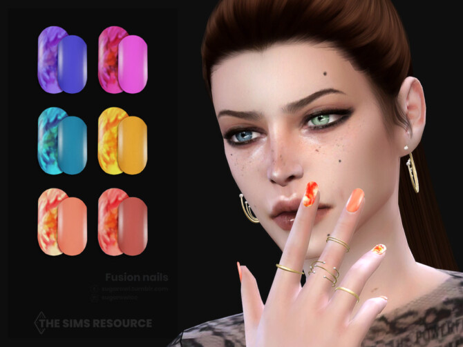 Sims 4 Fusion nails by sugar owl at TSR