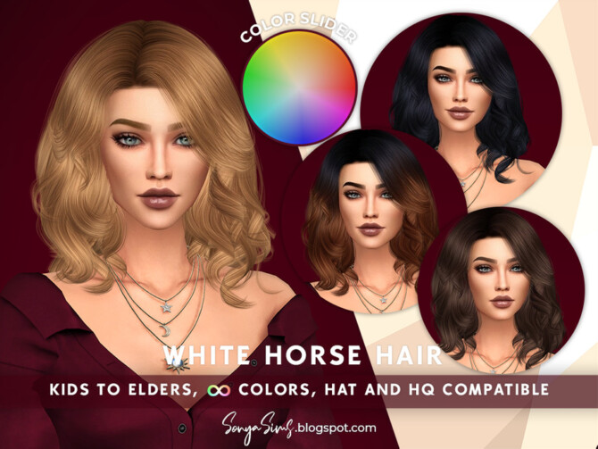 Sims 4 White Horse COLOR SLIDER by SonyaSimsCC at TSR