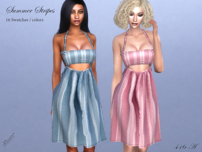 Sims 4 Summer Stripes dress by pizazz at TSR