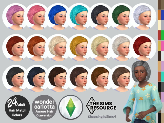 Sims 4 Child Aurore Hair 24 Colors by jeisse197 at TSR