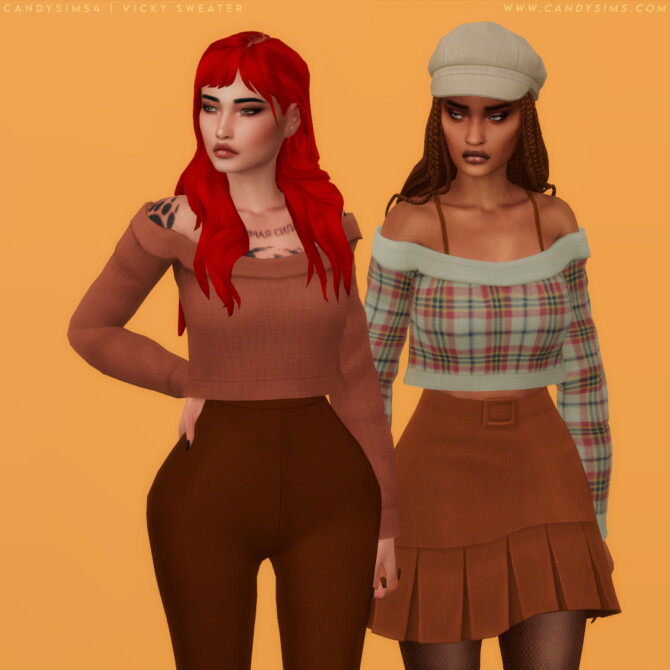 Sims 4 VICKY cute cropped sweater at Candy Sims 4