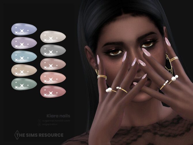 Sims 4 Kiara nails by sugar owl at TSR