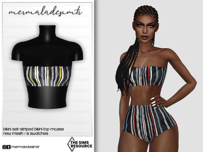 Sims 4 Striped Bikini Top MC269 by mermaladesimtr at TSR