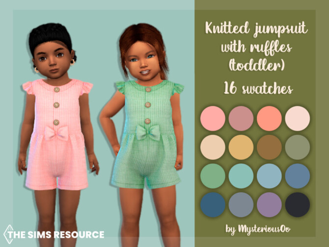 Sims 4 Knitted jumpsuit with ruffles Toddler by MysteriousOo at TSR