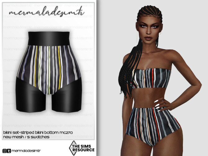 Sims 4 Striped Bikini Bottom MC270 by mermaladesimtr at TSR