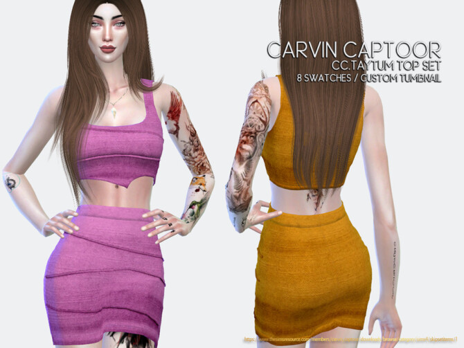 Sims 4 Taytum Top Set by carvin captoor at TSR