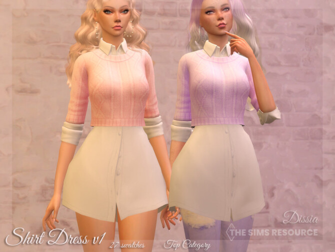 Sims 4 Shirt Dress v1 (Light) by Dissia at TSR