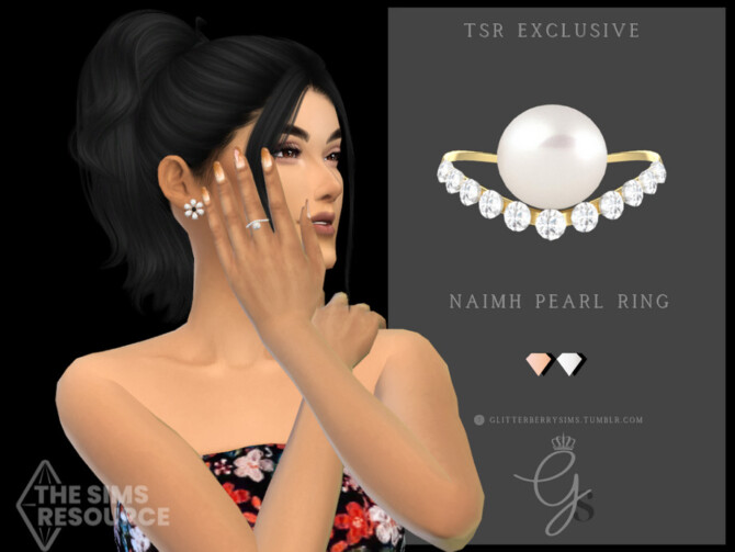 Sims 4 Naimh Pearl Ring by Glitterberryfly at TSR