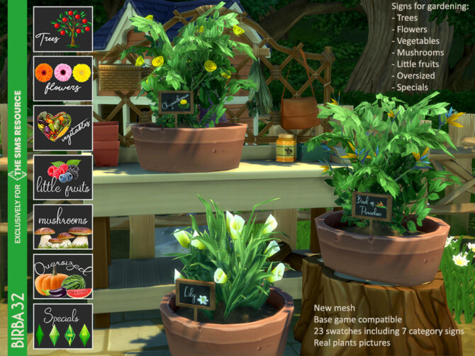 Sims 4 Signs for Gardening by Birba32 at TSR