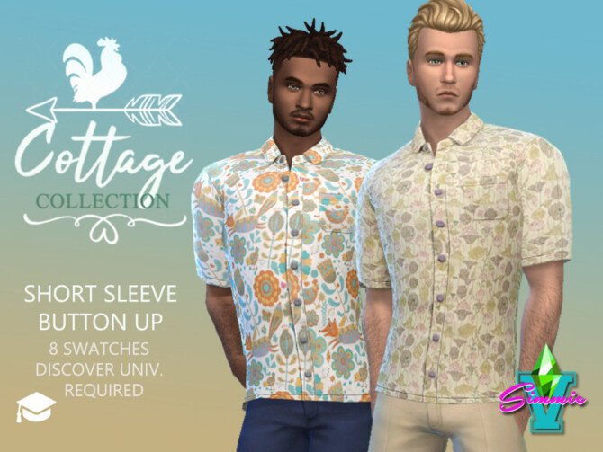 Sims 4 Cottage Short Sleeve Button Up by SimmieV at TSR