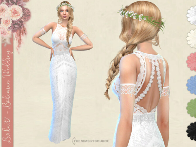 Sims 4 Bohemian Wedding   The Bride gown by Birba32 at TSR