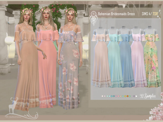Sims 4 Bohemian Bridesmaids Dress by DanSimsFantasy at TSR