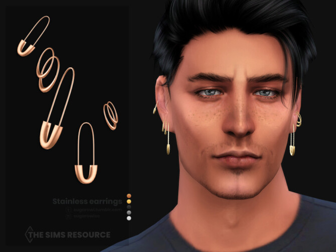 Sims 4 Stainless earrings for male and female by sugar owl at TSR