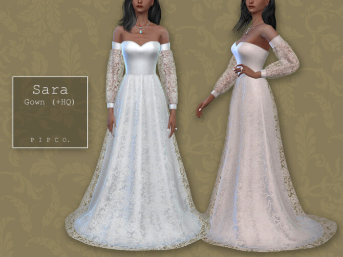 Sims 4 Bohemian Wedding Sara Gown by Pipco at TSR