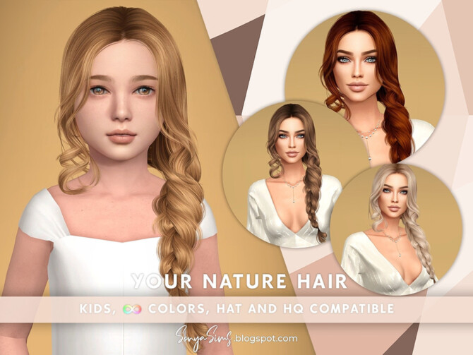 Sims 4 Bohemian Wedding Your Nature Hair for KIDS by SonyaSimsCC at TSR