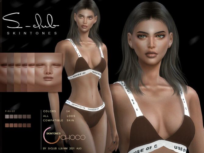 Sims 4 Natural shine skintones for female (Choco) by S Club at TSR