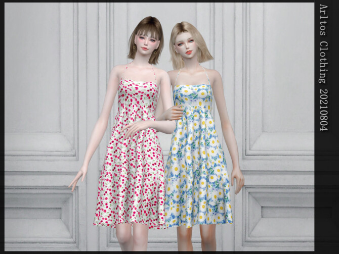 Sims 4 Floral dress 20210804 by Arltos at TSR