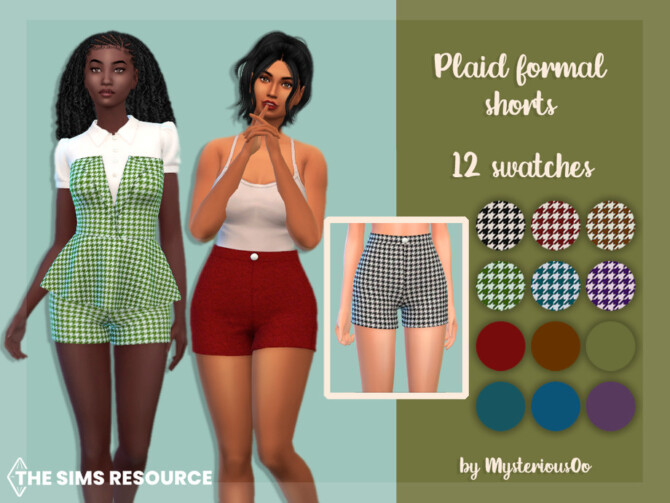 Sims 4 Plaid formal shorts by MysteriousOo at TSR