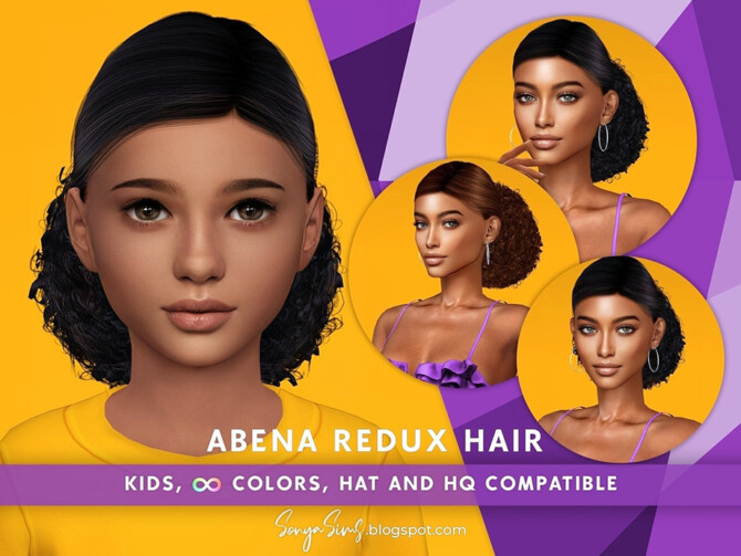 Sims 4 Abena Hair REDUX KIDS by SonyaSimsCC at TSR