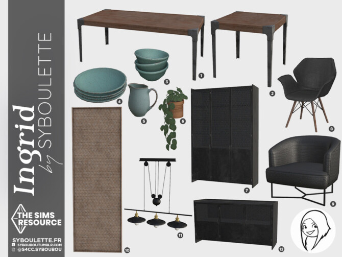 Sims 4 Ingrid dining room set Part 2 by Syboubou at TSR