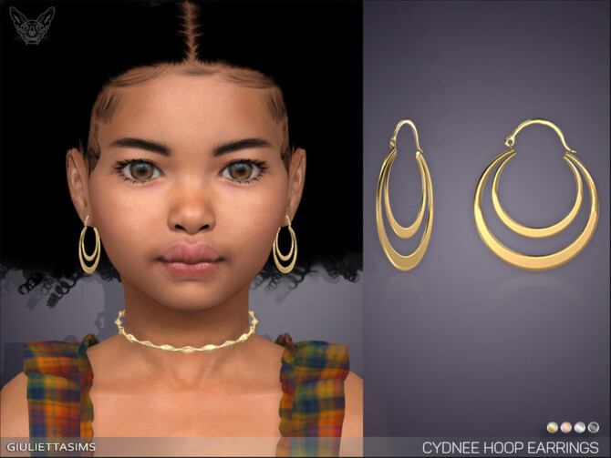 Sims 4 Cydnee Double Hoop Earrings For Kids by feyona at TSR