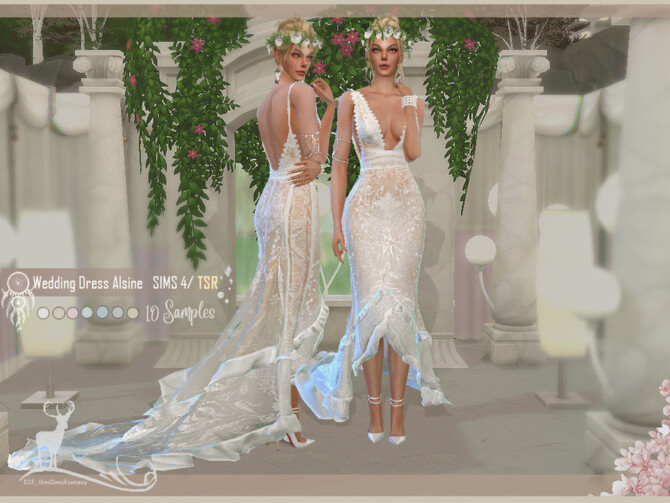 Sims 4 Bohemian Wedding Dress Alsine by DanSimsFantasy at TSR