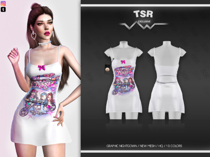 Sims 4 Graphic Nightgown BD534 by busra tr at TSR