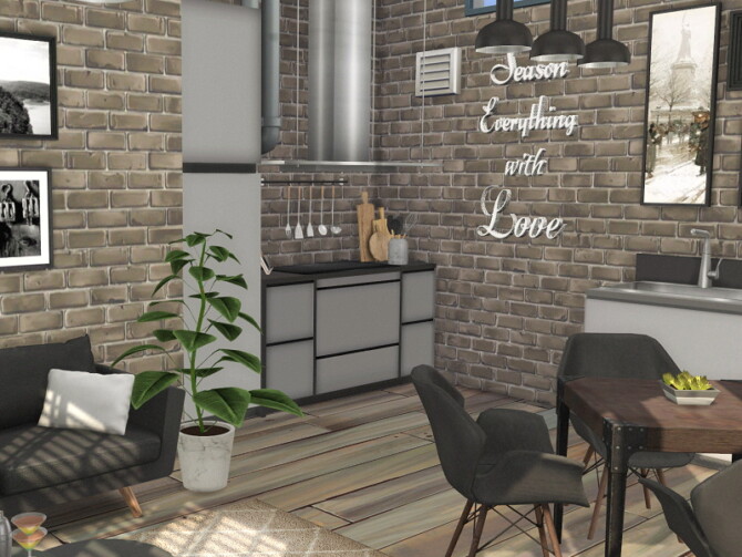 Sims 4 Living / Dining and Kitchen Room Manhatten by Flubs79 at TSR