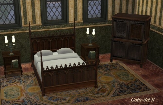 Sims 4 Gothic Bedroom Set II by Clara at All 4 Sims